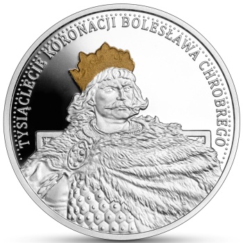 Rewers srebrna moneta okrągła w temacie Tysiąclecie koronacji Bolesława Chrobrego 2025